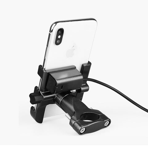 SMOYNG Aluminum Motorcycle Bike Phone Holder Stand With USB Charger