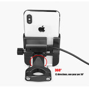 SMOYNG Aluminum Motorcycle Bike Phone Holder Stand With USB Charger