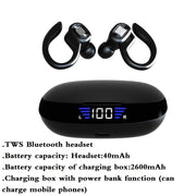 TWS Bluetooth Earphones With Microphones Sport Ear Hook LED Display Wireless .