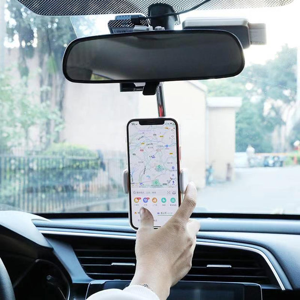 360 Degrees Car Rearview Mirror Mount Phone Holder For iPhone 12 GPS