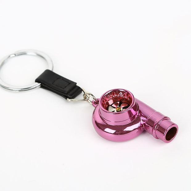 Whistle Sound Turbo Turbine Long Style Metal Keychain Key