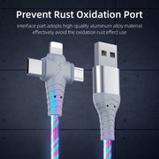 3 in 1 USB Cable Flowing Light LED Type C Charging Cord