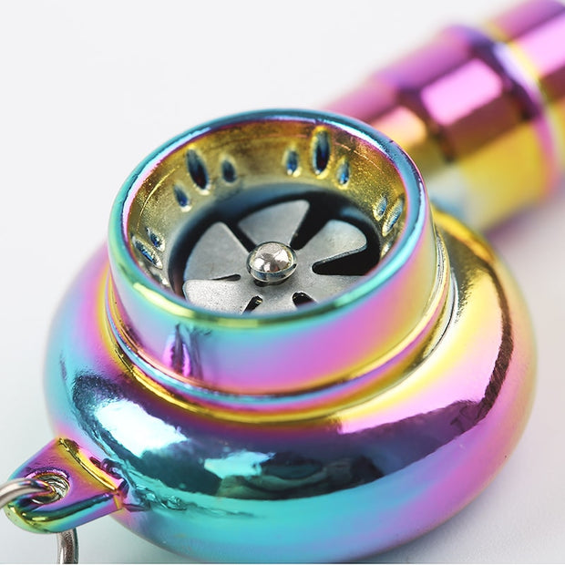 Whistle Sound Turbo Turbine Long Style Metal Keychain Key