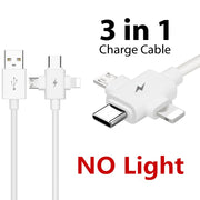 3 in 1 USB Cable Flowing Light LED Type C Charging Cord