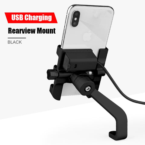 SMOYNG Aluminum Motorcycle Bike Phone Holder Stand With USB Charger