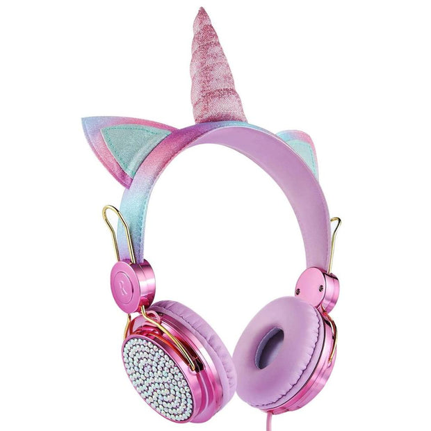 Cartoon Unicorn Wired Headphone Girls Daughter Music Stereo Earphone