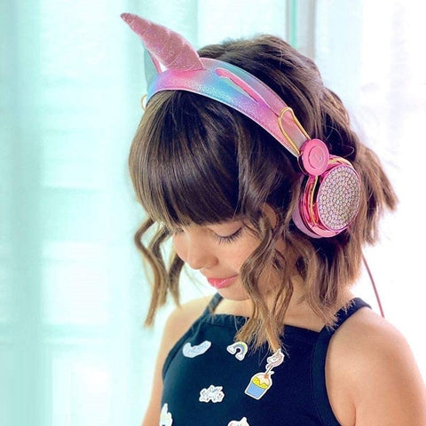 Cartoon Unicorn Wired Headphone Girls Daughter Music Stereo Earphone