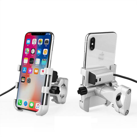 SMOYNG Aluminum Motorcycle Bike Phone Holder Stand With USB Charger