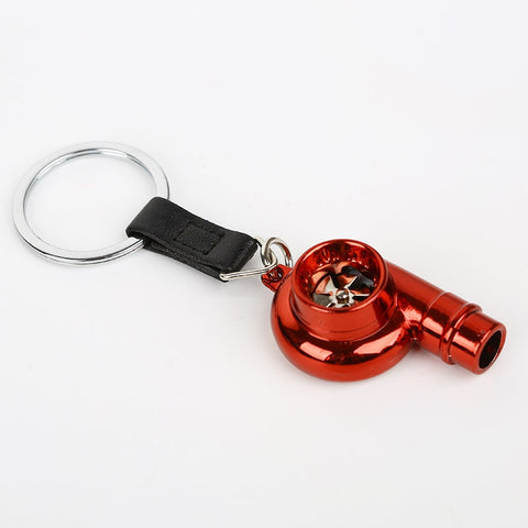 Whistle Sound Turbo Turbine Long Style Metal Keychain Key