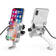 SMOYNG Aluminum Motorcycle Bike Phone Holder Stand With USB Charger