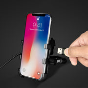 SMOYNG Aluminum Motorcycle Bike Phone Holder Stand With USB Charger