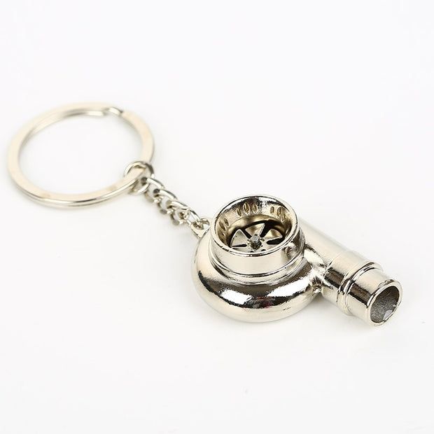 Whistle Sound Turbo Turbine Long Style Metal Keychain Key