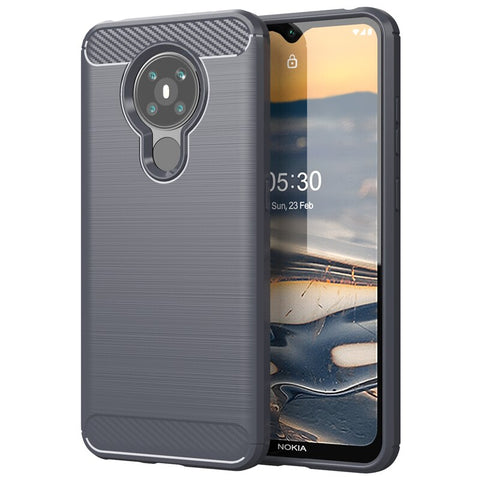For Cover Nokia 5.3 Case Soft TPU Bumper Carbon Fiber Phone Case