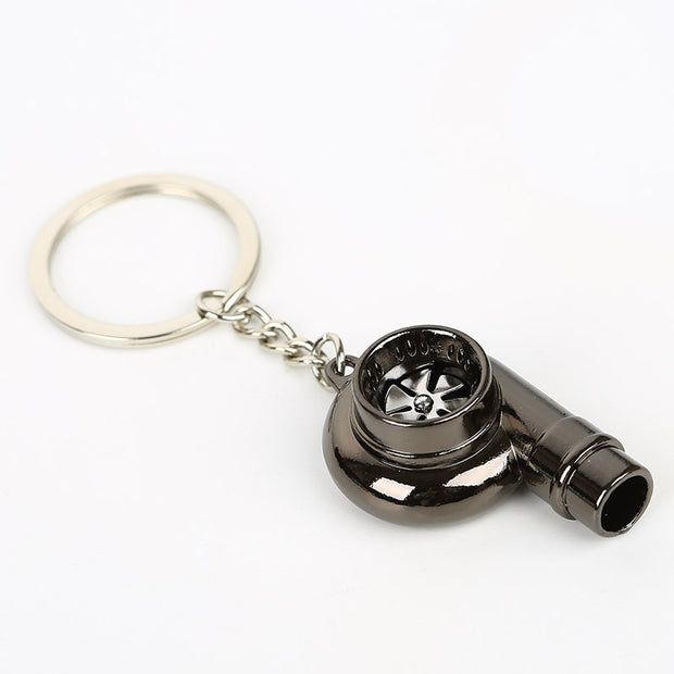Whistle Sound Turbo Turbine Long Style Metal Keychain Key
