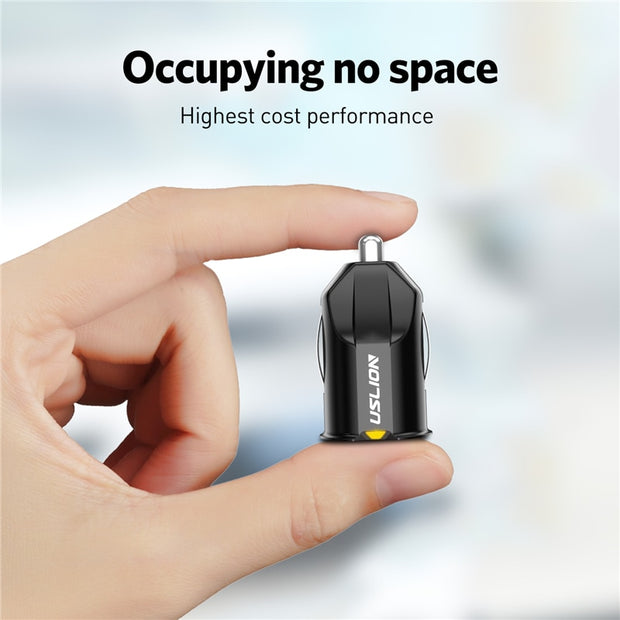 USLION Mini 2 Port USB Car Charger Adapter For iPhone Samsung