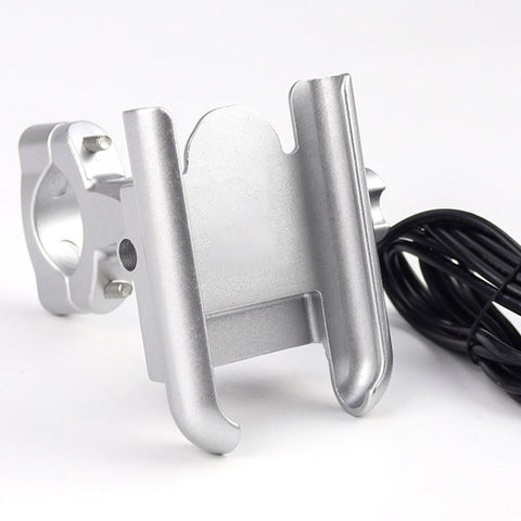 SMOYNG Aluminum Motorcycle Bike Phone Holder Stand With USB Charger