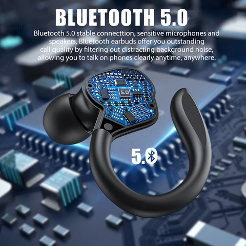 TWS Bluetooth Earphones With Microphones Sport Ear Hook LED Display Wireless .