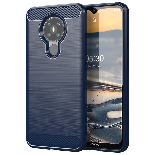 For Cover Nokia 5.3 Case Soft TPU Bumper Carbon Fiber Phone Case