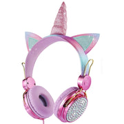 Cartoon Unicorn Wired Headphone Girls Daughter Music Stereo Earphone