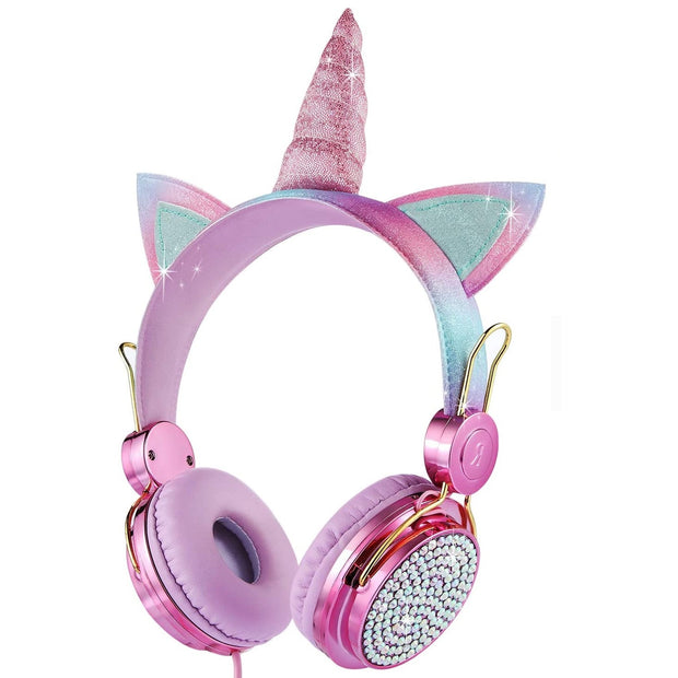 Cartoon Unicorn Wired Headphone Girls Daughter Music Stereo Earphone