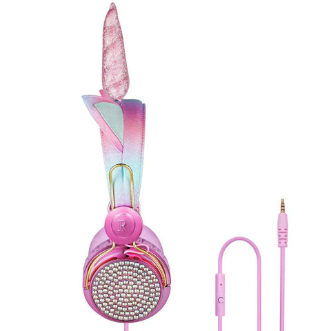 Cartoon Unicorn Wired Headphone Girls Daughter Music Stereo Earphone