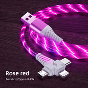 3 in 1 USB Cable Flowing Light LED Type C Charging Cord