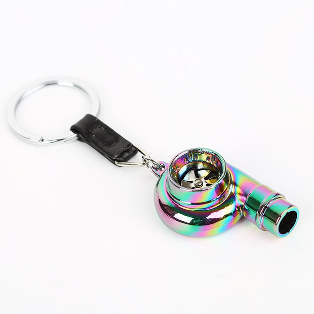 Whistle Sound Turbo Turbine Long Style Metal Keychain Key