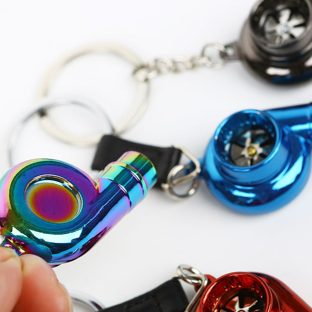 Whistle Sound Turbo Turbine Long Style Metal Keychain Key
