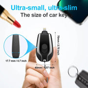 Portable Keychain Charger | 1500mAh Type-C Ultra-Compact Mini Battery Pack