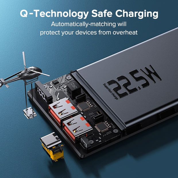 QOOVI Power Bank 20000mAh Portable PD 20W Fast Charging Poverbank