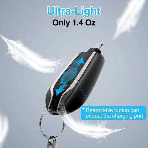 Portable Keychain Charger | 1500mAh Type-C Ultra-Compact Mini Battery Pack
