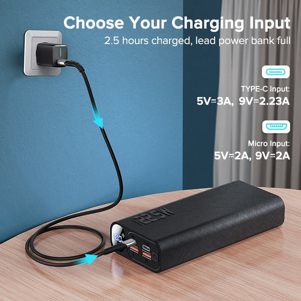 QOOVI Power Bank 20000mAh Portable PD 20W Fast Charging Poverbank