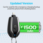 Portable Keychain Charger | 1500mAh Type-C Ultra-Compact Mini Battery Pack