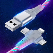 3 in 1 USB Cable Flowing Light LED Type C Charging Cord