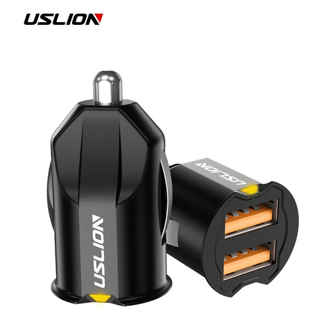 USLION Mini 2 Port USB Car Charger Adapter For iPhone Samsung