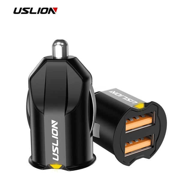 USLION Mini 2 Port USB Car Charger Adapter For iPhone Samsung