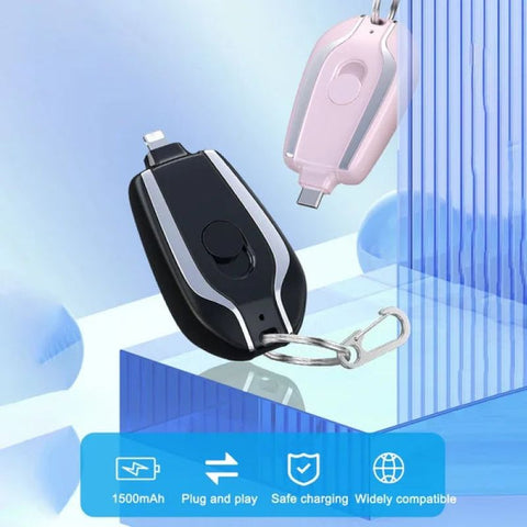 Portable Keychain Charger | 1500mAh Type-C Ultra-Compact Mini Battery Pack