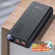 QOOVI Power Bank 20000mAh Portable PD 20W Fast Charging Poverbank